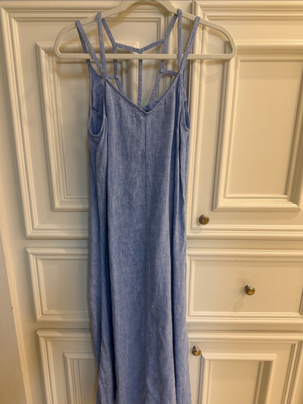 Antibes Blanc Light Blue Linen Maxi Dress